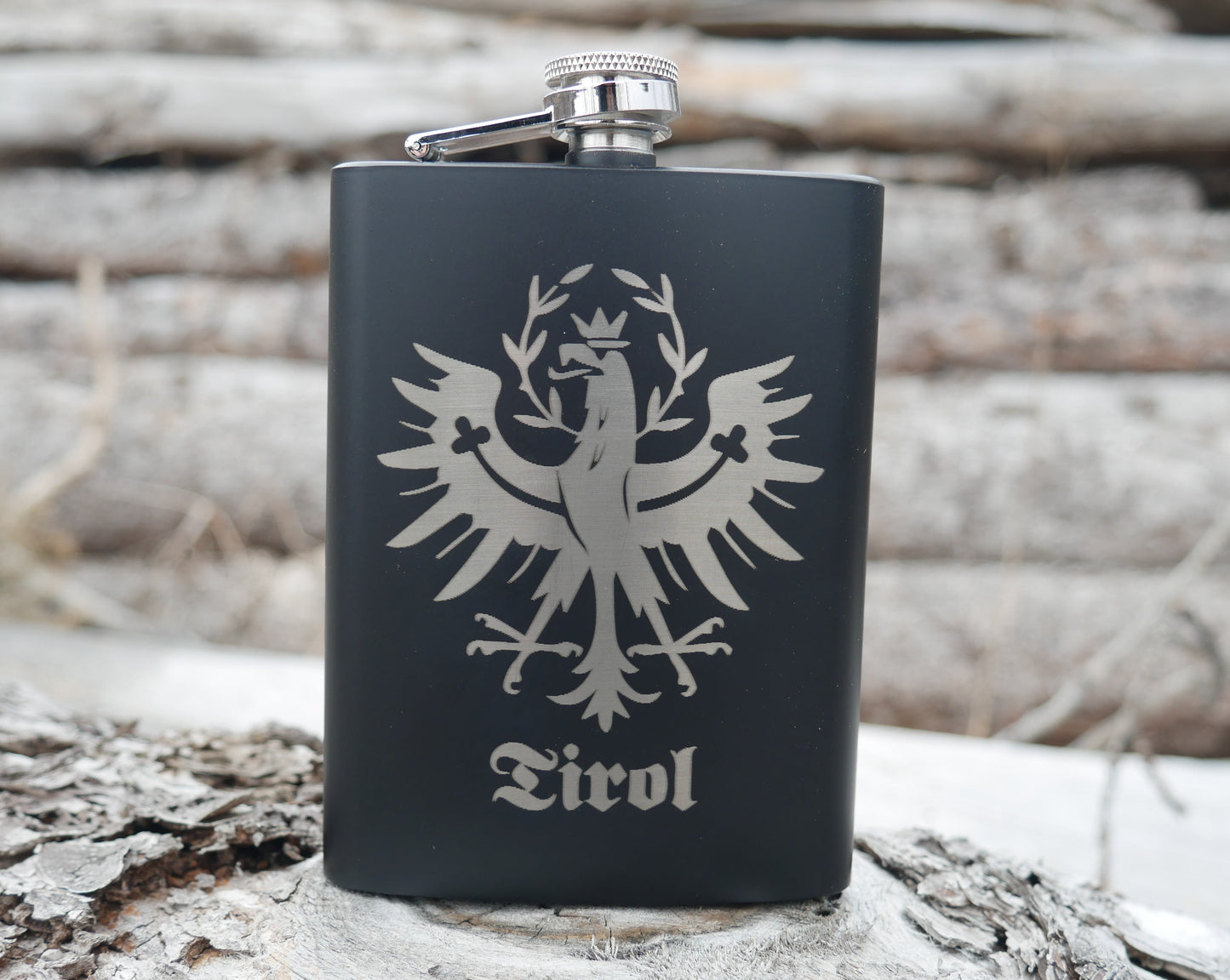 Manda, es isch Zeit Flachmann + Holz Anhänger